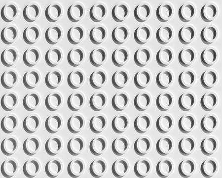Seamless Circle and Ring Pattern. 3d Soft Background. Regular White Texture. 3d render.の写真素材