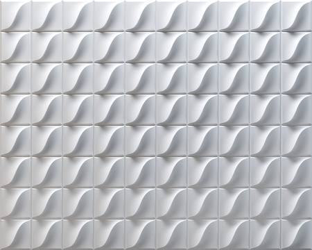 White abstract background texture, tiles with waves. 3d render.