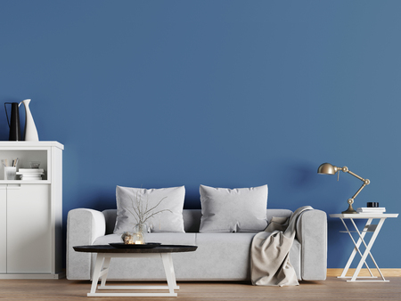 mock up empty wall in hipster interior background, Scandinavian style, 3D render, 3D illustrationの写真素材