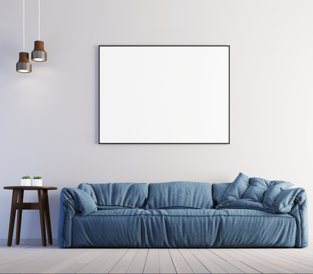 mock up poster frame in interior background, modern style, 3D render, 3D illustrationの写真素材