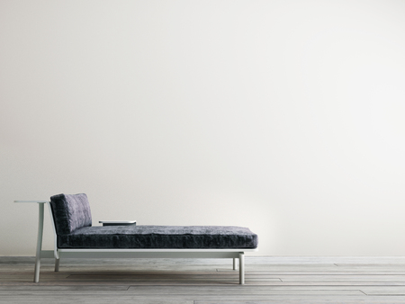 Empty wall for mock up in interior with lounge sofa on a wall background. 3D renderingの写真素材