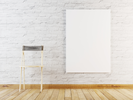 mock up poster in room, Scandinavian style interior background, 3D render, 3D illustrationの写真素材