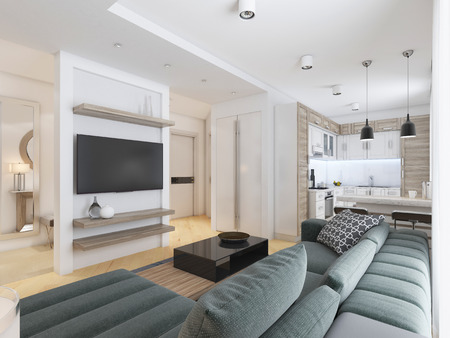 Luxurious modern studio apartment in Contemporary style. 3D renderingの写真素材