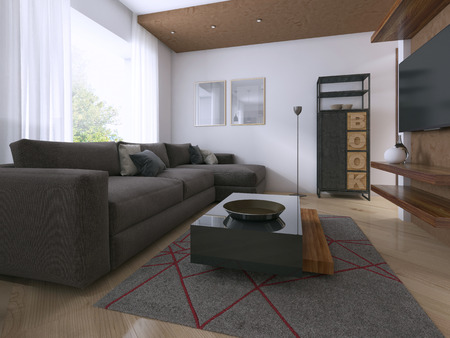 Modern interior of the studio in the style of Contemporary. 3D renderingの写真素材