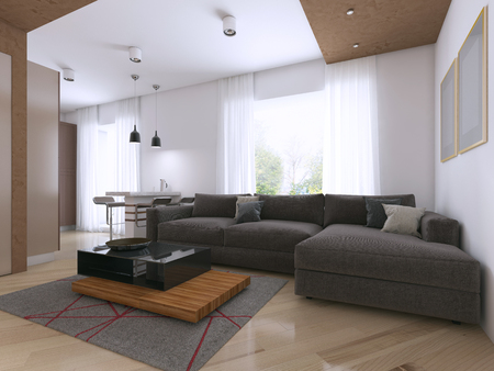 Modern interior of the studio in the style of Contemporary. 3D renderingの写真素材