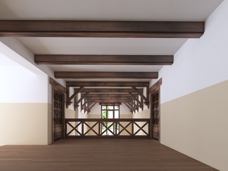 modern hall-corridor in English style. 3D renderingの写真素材