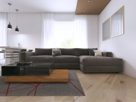 Modern interior of the studio in the style of Contemporary. 3D renderingの写真素材