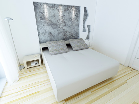 Modern bedroom in loft style. 3d rendering.の写真素材