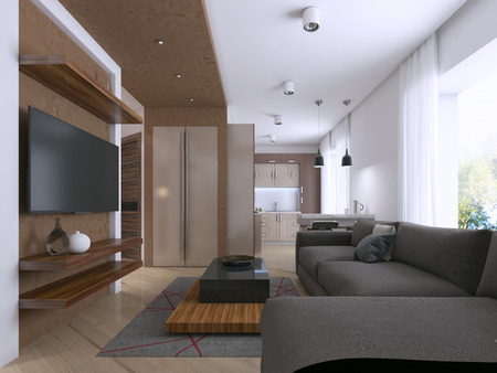 Modern interior of the studio in the style of Contemporary. 3D renderingの写真素材