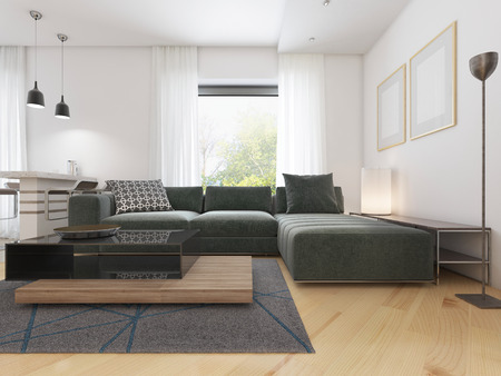 Luxurious modern studio apartment in Contemporary style. 3D renderingの写真素材