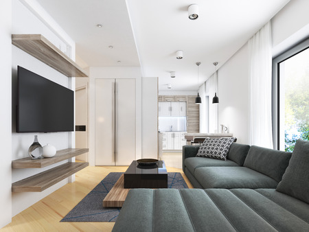 Luxurious modern studio apartment in Contemporary style. 3D renderingの写真素材
