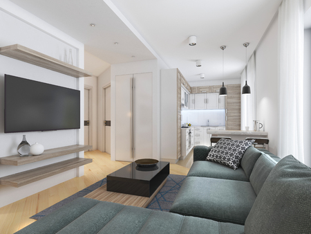 Luxurious modern studio apartment in Contemporary style. 3D renderingの写真素材