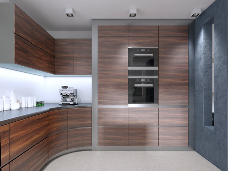 Modern kitchen in Contemporary style. 3D renderingの写真素材