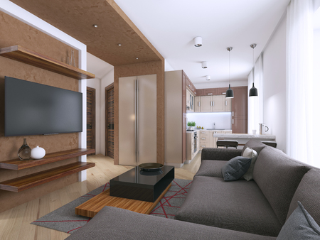 Modern interior of the studio in the style of Contemporary. 3D renderingの写真素材