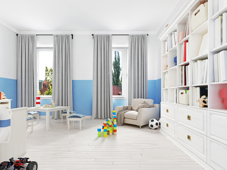 Beautiful and cute toys in a child's room. 3d renderingの写真素材