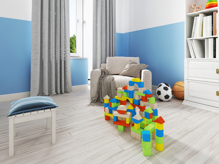 Beautiful and cute toys in a child's room. 3d renderingの写真素材