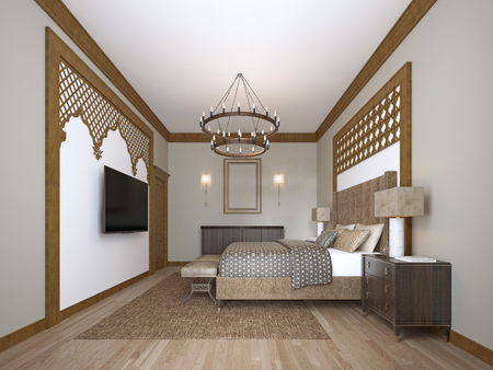 Bedroom in a middle eastern arabic style. 3D renderingの写真素材