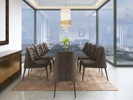 interior of modern dining room. 3D renderingの写真素材