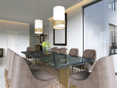 luxurious dining room. 3d renderingの写真素材