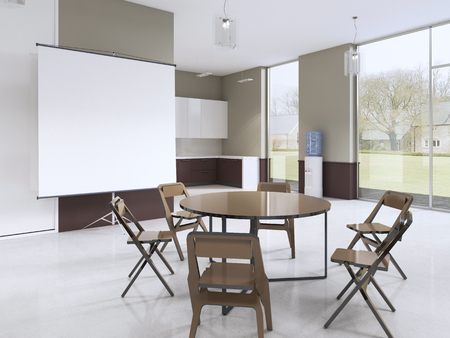 Round table in the audience for training. 3d rendering.の写真素材