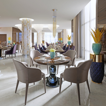 colorful details in restaurant interior. 3d renderingの写真素材