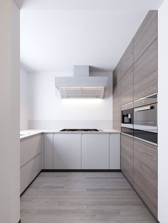 A cozy modern little kitchen room interior. 3d renderingの写真素材