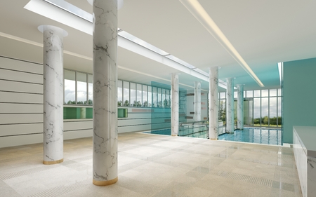 Contemporary hotel spa waiting room interior. 3d renderingの写真素材
