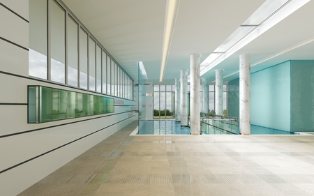 Contemporary hotel spa waiting room interior. 3d renderingの写真素材