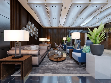 Lounge area of a hotel, design lobby. 3D Renderingの写真素材