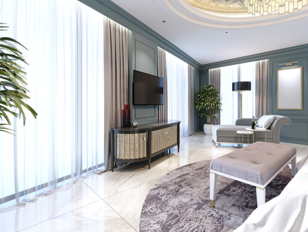 Sideboard with a TV against the wall in a modern classic style. 3d renderingの写真素材