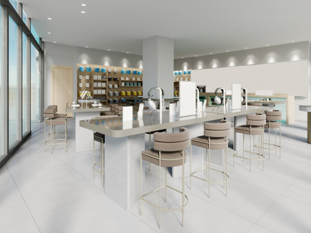 Design store selling mobile phones and accessories. 3D rendering.の写真素材