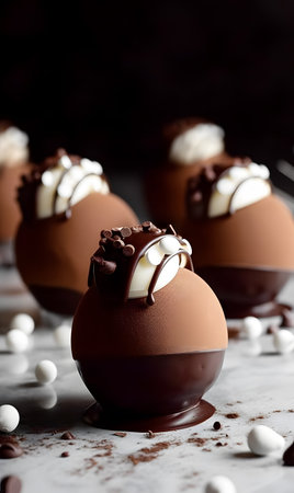 Triple Chocolate Mousse Balls. AI generation, generation, AI, generated, AI generated, AI generative, generative.の素材
