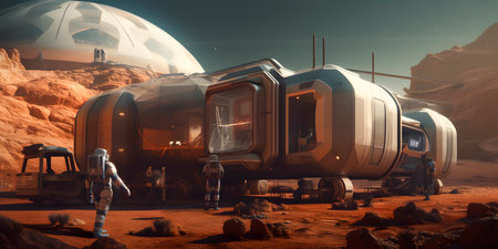 3D CG rendering of space ship. High resolution image. 3D illustration.の素材