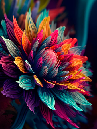 Close up of colorful dahlia flower petals. Colorful backgroundの素材