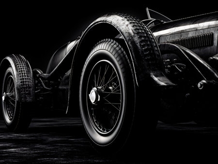 Black and white photo of car digital rendering motorsport. AI generated, AI generative, AI generativ.の素材