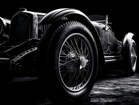 Black and white photo of car digital rendering motorsport. AI generated, AI generative, AI generativ.の素材