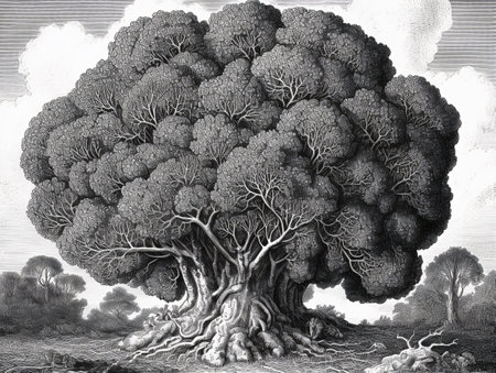 Drawing with a simple pencil of a piece of broccoli in the form of a tree. AI generated, AI generative, AI generativ.の素材