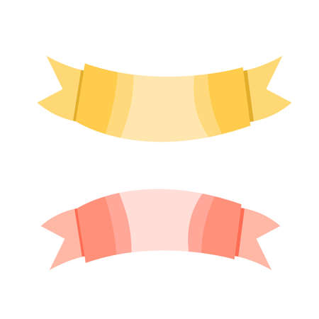 Collection with pink and yellow ribbons. Simple flat cartoon style. Cute and funny. Easter holiday decoration. Celebration. For design. For kids. For children. For postcards. Template for text.のイラスト素材