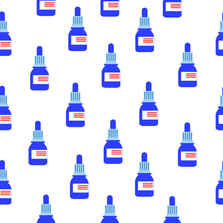 Seamless pattern medicine bottles. Nasal drops and spray. Flat style. Pharmacy and health care. Cold, flu. Medication, pharmaceutical concept. Runny nose therapy. Pneumonia and coronavirus treatmentのイラスト素材