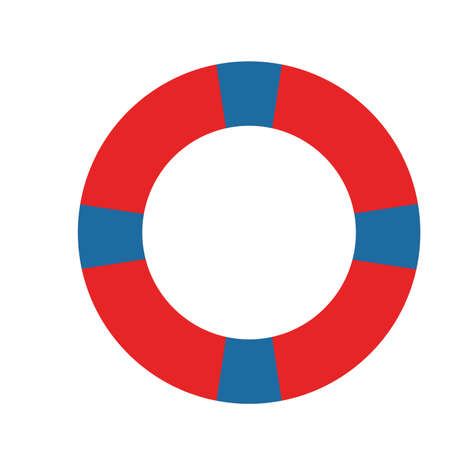 Life buoy icon isolated on white background. Classic blue and red. Simple vector flat design style....