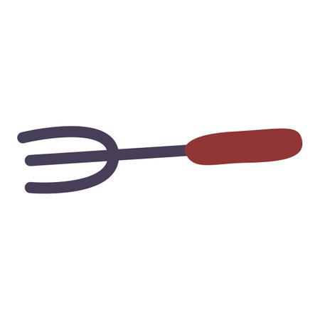 Rake or fork. Isolated instruments and tools for gardening. Agriculture or horticulture. Weeders or spade made of metal and wood. Scoop for kids. Flat and cartoon style. Garden careのイラスト素材