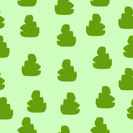 Vector seamless pattern with green trees and bushes. Green background. Cartoon style. Spring and summer. Nature and ecology. Post cards, wallpaper, wrapping paper, scrapbooking, textile. Go veganのイラスト素材