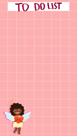 Copy space for memo, weekly or daily planner, note paper, to do list, sticker template decorated with baby cupid angel. Cute and funny. inspiration quote. love and hearts. valentine's day greetingsのイラスト素材