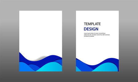 Vector illustration, background document mock up template, easy color adjustment. Paper cut topographic / wave layering. Suitable for book cover, annual report, flyer, poster, brochure.のイラスト素材