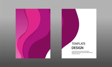 Vector illustration paper cut topographic style in elegant gradation purple and white color, wave layering. Suitable for Book cover, annual report, flyer, poster, brochure, background, bannerのイラスト素材