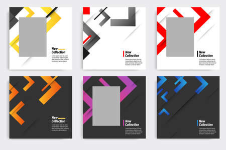 Multipurpose of square banner pack in modern gradient shape background color. Suitable for social...