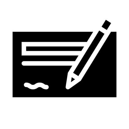 Banking and Finance icon, bank check vector in solid glyph styleのイラスト素材
