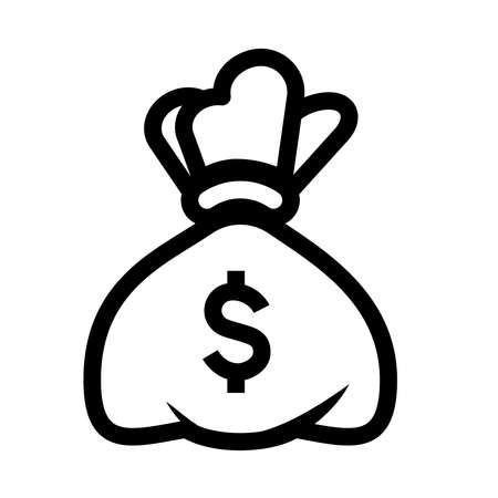 Money sack icon, vector illustration in outline or line styleのイラスト素材