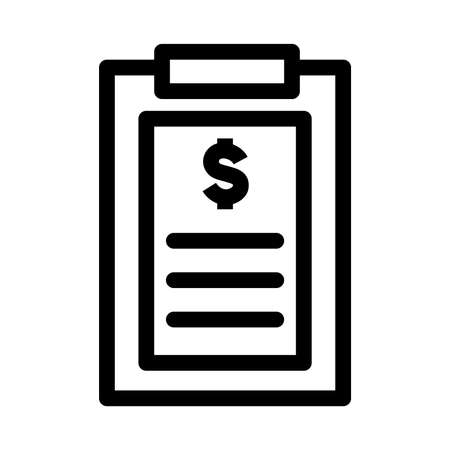 Clipboard document with dollar currency, icon vector illustration in outline or line styleのイラスト素材