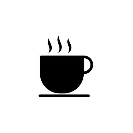 cup of coffee solid black icon. Vector illustrationのイラスト素材